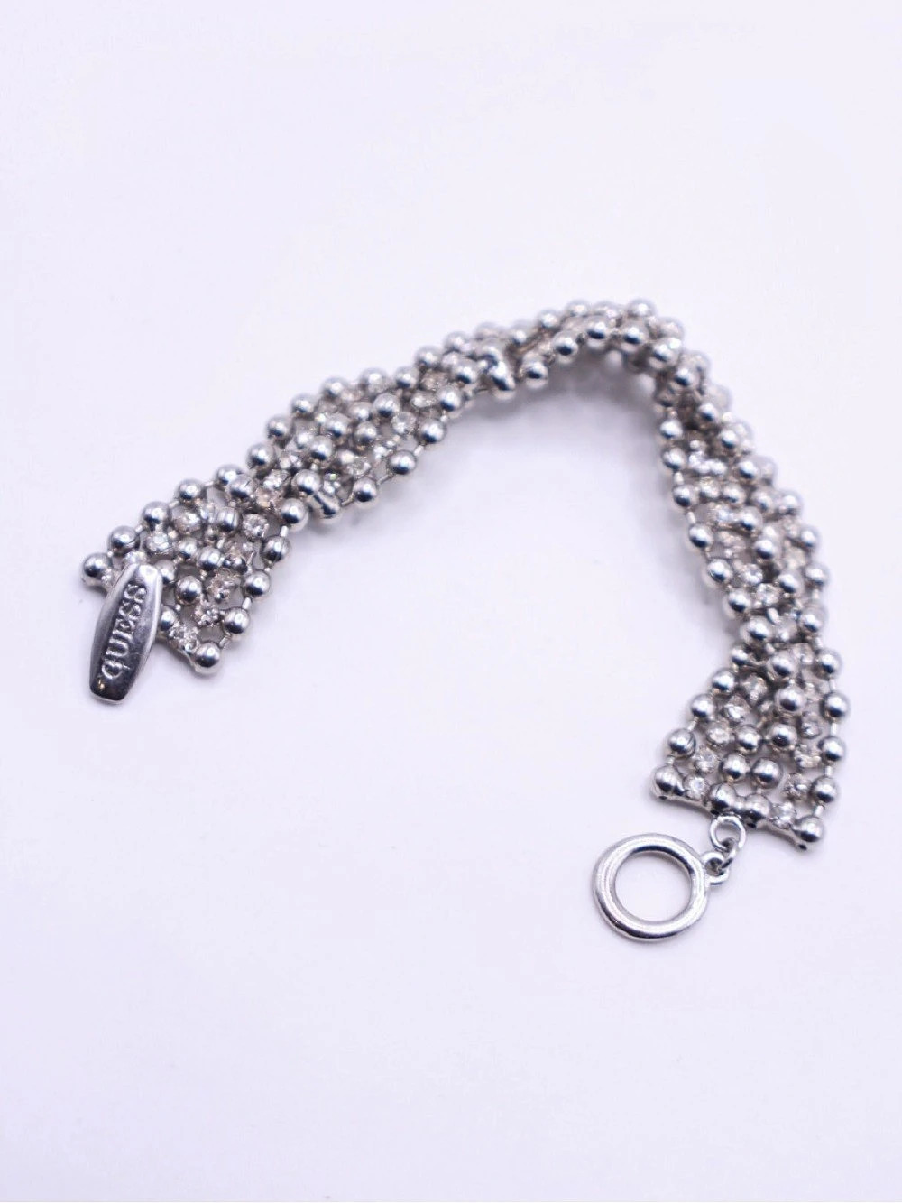 GUESS Silver-Tone Beaded Bracelet Like New